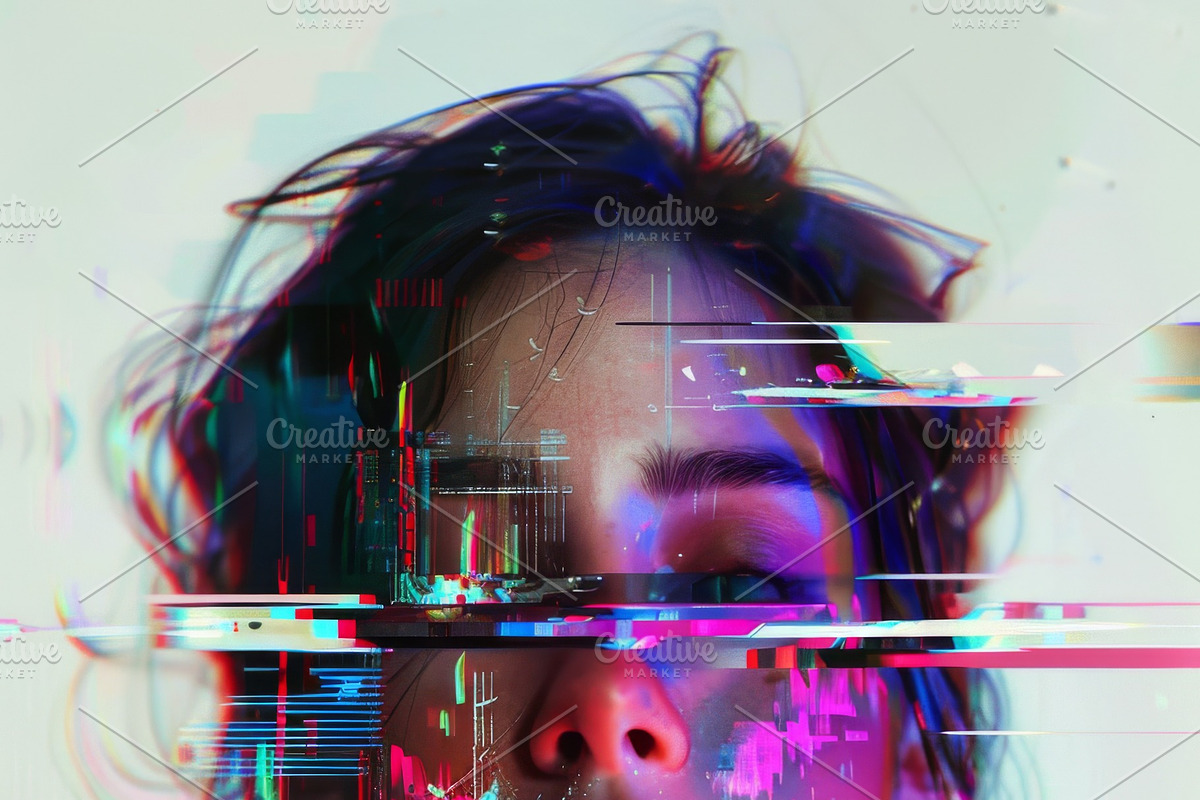 90 Glitch faces, a Person Illustration by Handmadefont (Photo 59 of 94)