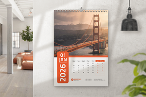2026 Wall Calendar Design Template, a Stationery Template by Sofir Nayeem