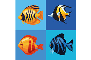 Four Sealife Underwater Icons