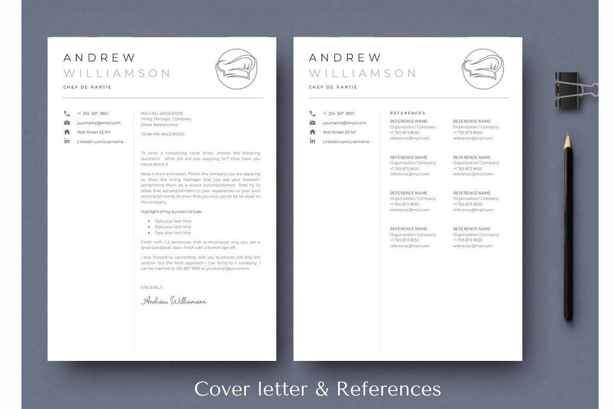 Chef Resume Template Word and docs, a Resume Template by Climbwithelevator (Photo 3 of 6)