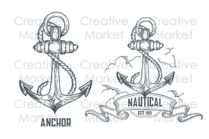 Anchor Hand Drawn Vintage Labels