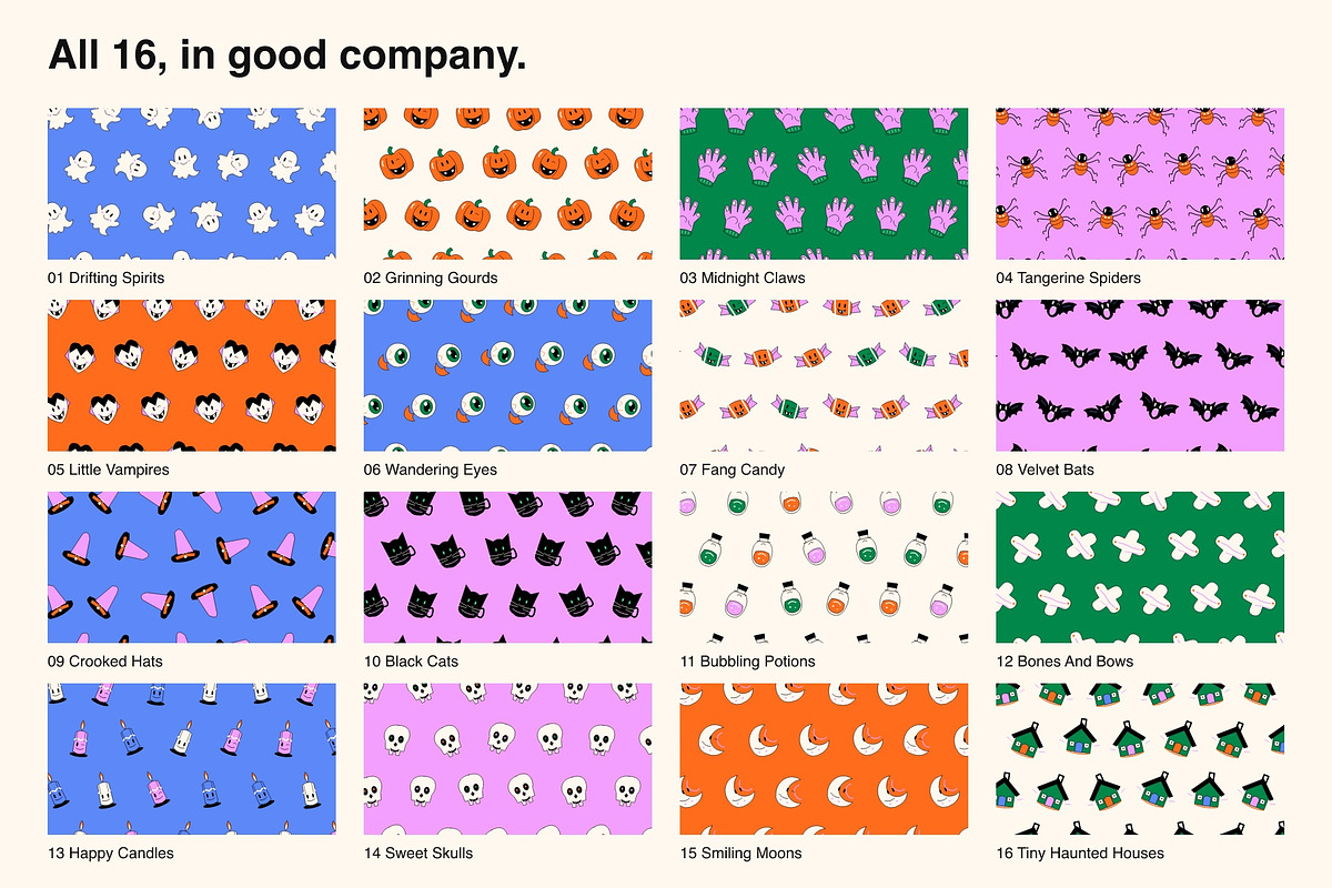 Halloween Pop - 16 Seamless Patterns, a Pattern Graphic by Oday Noon (Photo 7 of 9)