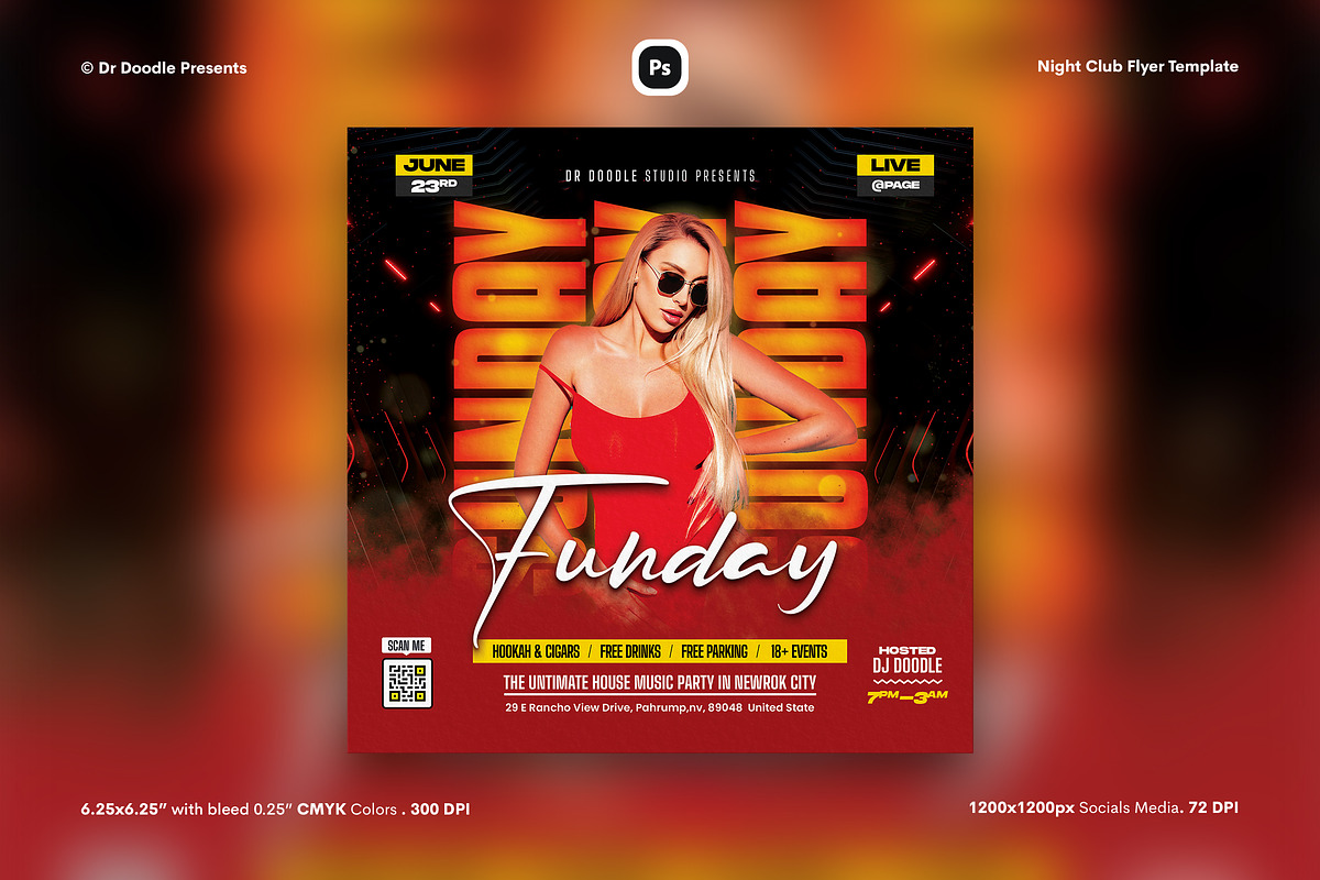 Night Club Flyer & Social Media, a Flyer Template by iDoodle Studio