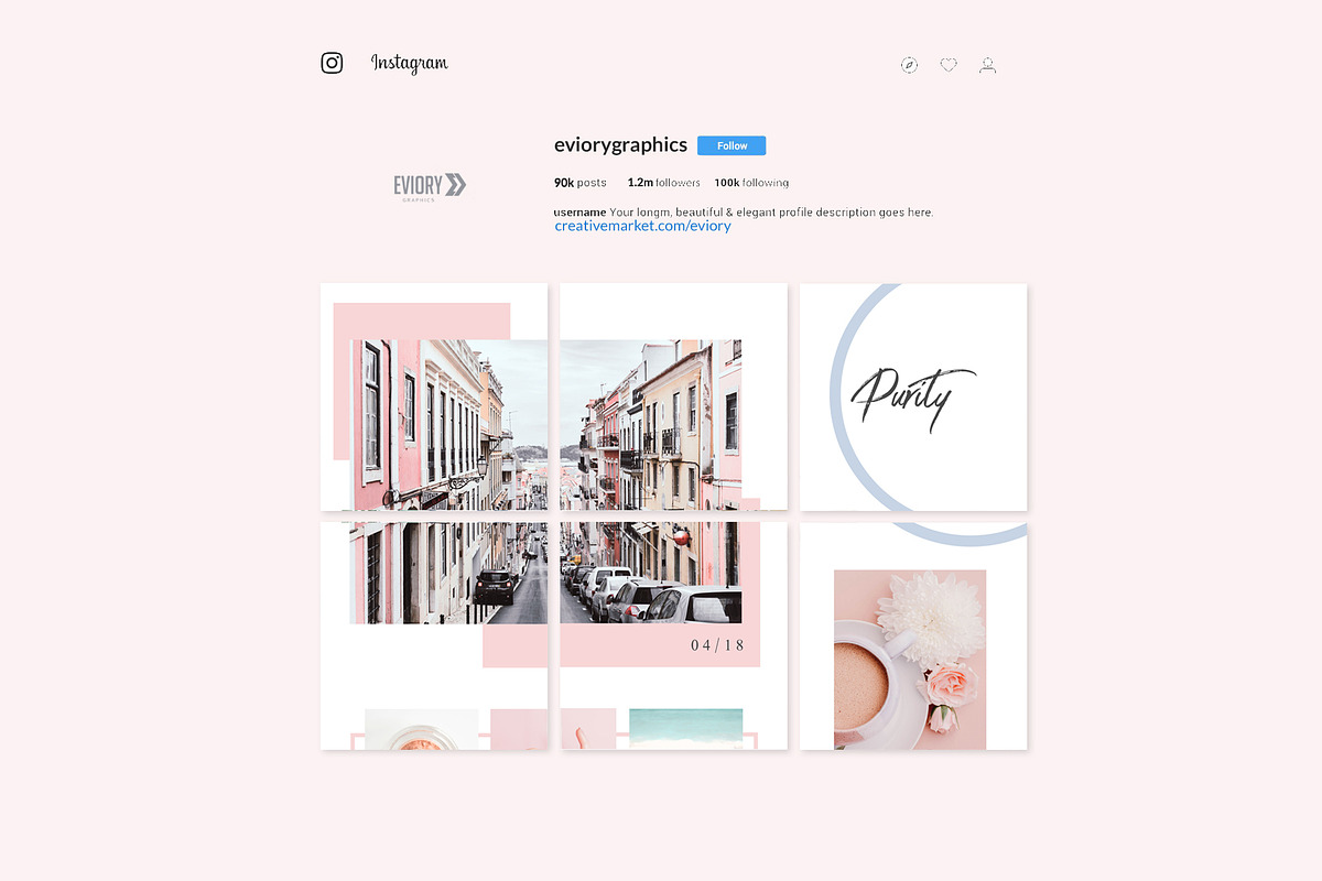 Instagram Puzzle Female - Canva & PS, a Social Media Template by Eviory