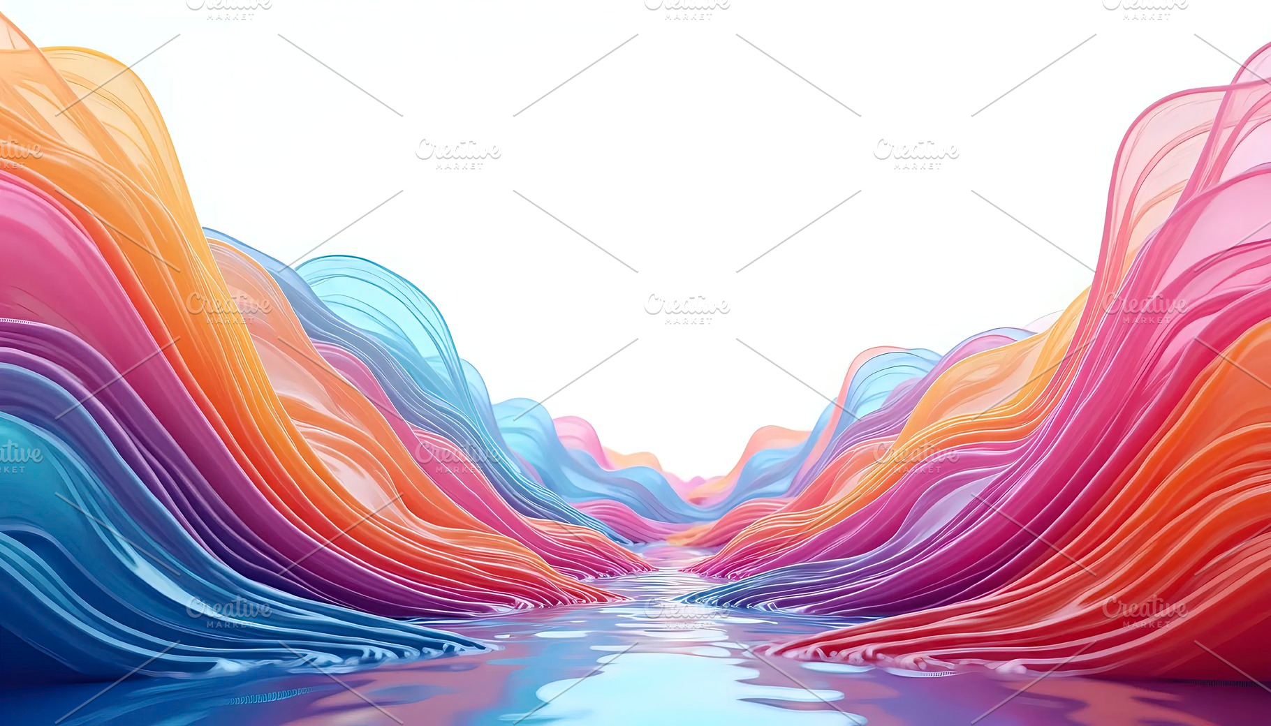 Colorful Liquid Waves With Central C, a Photo by LOGOCREATIVE