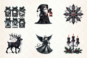 Gothic Christmas Sublimation Clipart