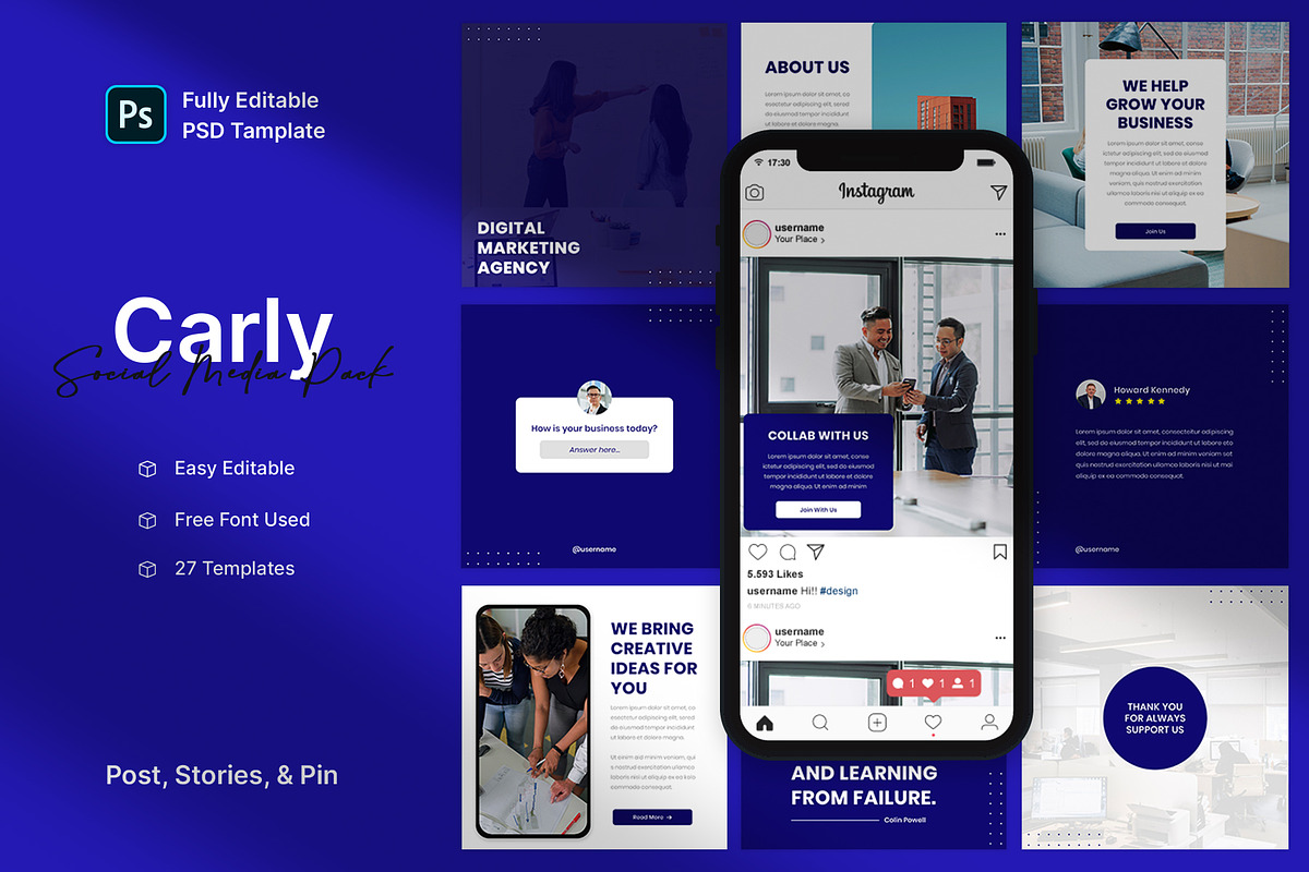 Carly - Business Social Media Pack, a Social Media Template by Neetlabs Studio (Photo 1 of 5)