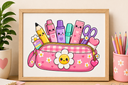 Kawaii School Pencil Pouch Clipart, an Education Illustration by HyeRi (Thumbnail 5 of 7)