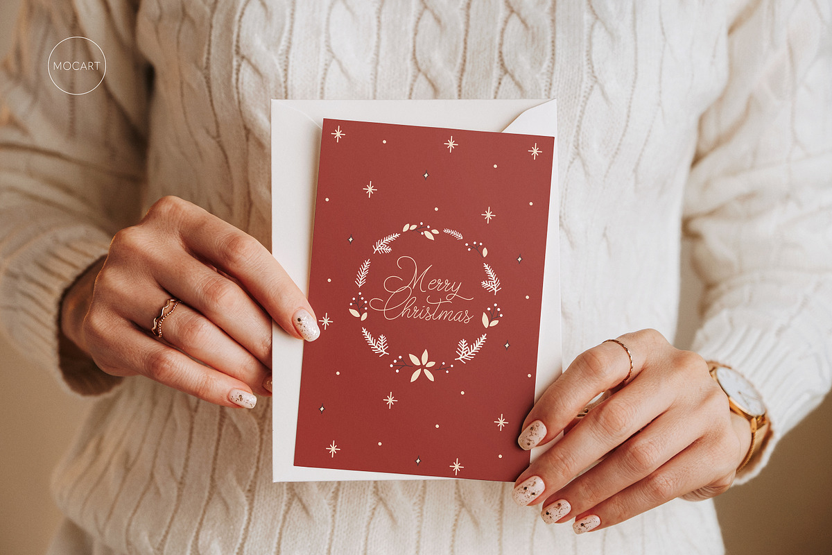 Christmas postcard mockup set 1 v2, a Print Template by Mocart (Photo 4 of 14)