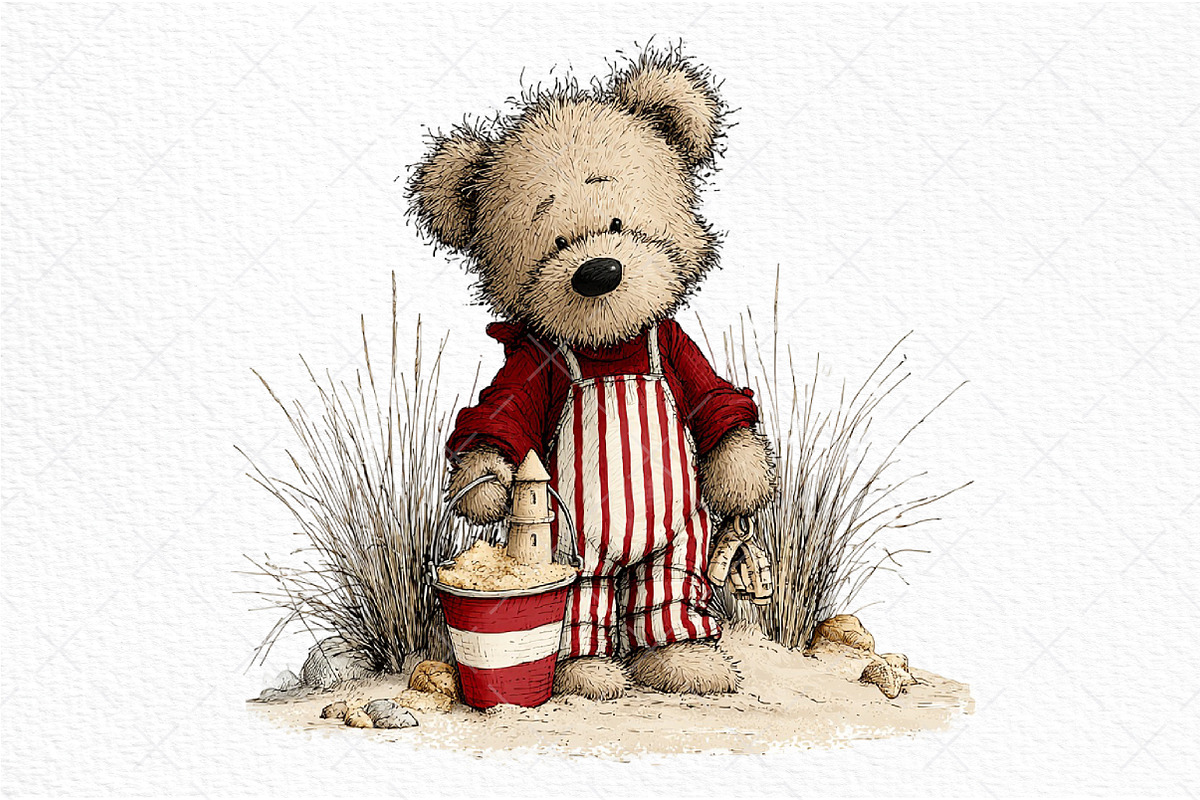Whimsical Summer Teddy Bear Clipart, an Illustration by Craft Nest (Photo 10 of 11)