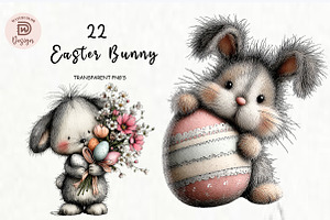 Easter Bunny Clipart, an Illustration by Watercolor design