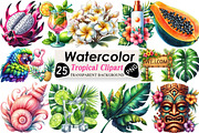 Tropical Clipart Watercolor, Tropica, an Illustration by Black Bird Studio (Thumbnail 1 of 6)