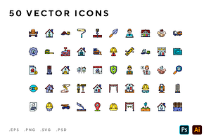 Construction business icons, an Outline Icon by Wencory