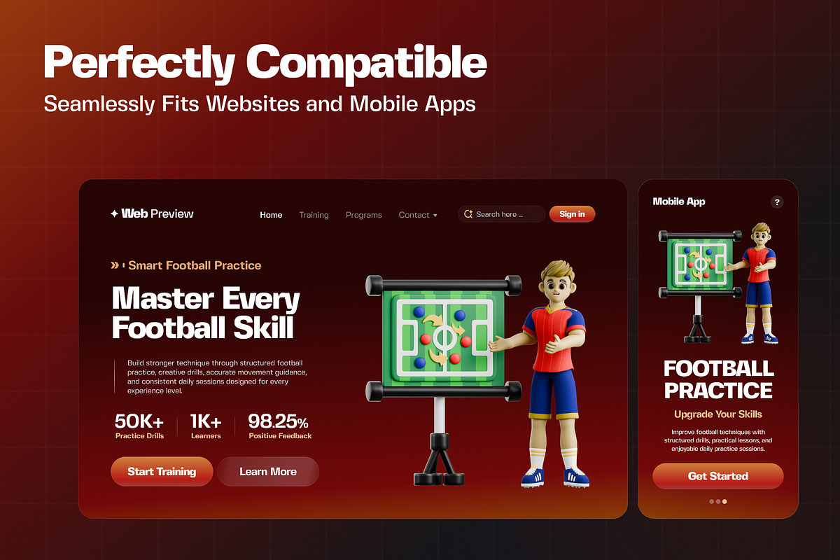 Football Learn 3D Character Pack, a Characters & Person 3D Model by Haps Space (Photo 3 of 4)