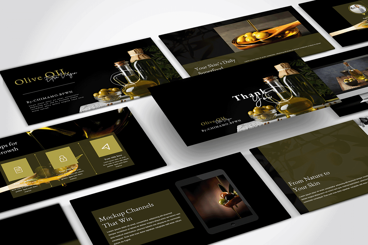 Olive Oil Pitch Deck Keynote, a Presentation Template by Glowin_studio (Photo 1 of 3)
