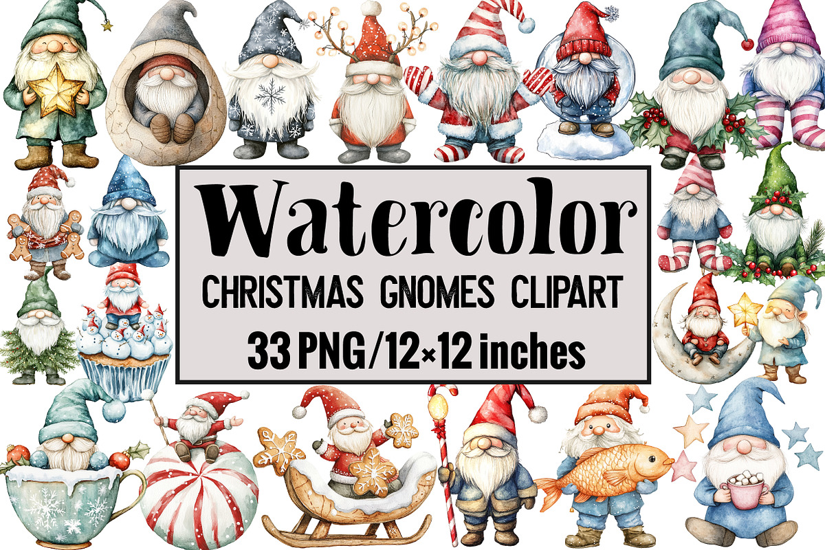 Christmas Gnomes Clipart, an Illustration by Design Market (Photo 1 of 4)