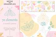 Moths and Dragonflies set & patterns, a Background Graphic by Svetlana Avv (Thumbnail 1 of 7)