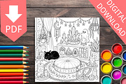 Haunted Cozy Corners Coloring Pages, a Brochure Template by LA Design (Thumbnail 5 of 9)