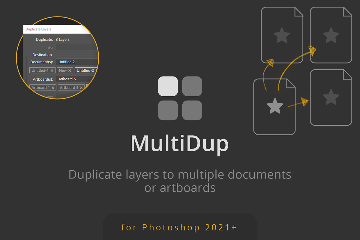 MultiDup - Batch Duplication in PS, a Plug-in Add-On by h3design (Photo 1 of 5)