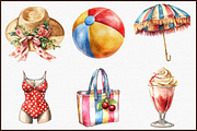 1950s Style Beach Day Clipart, an Illustration by Sublimation Artist (Thumbnail 3 of 6)