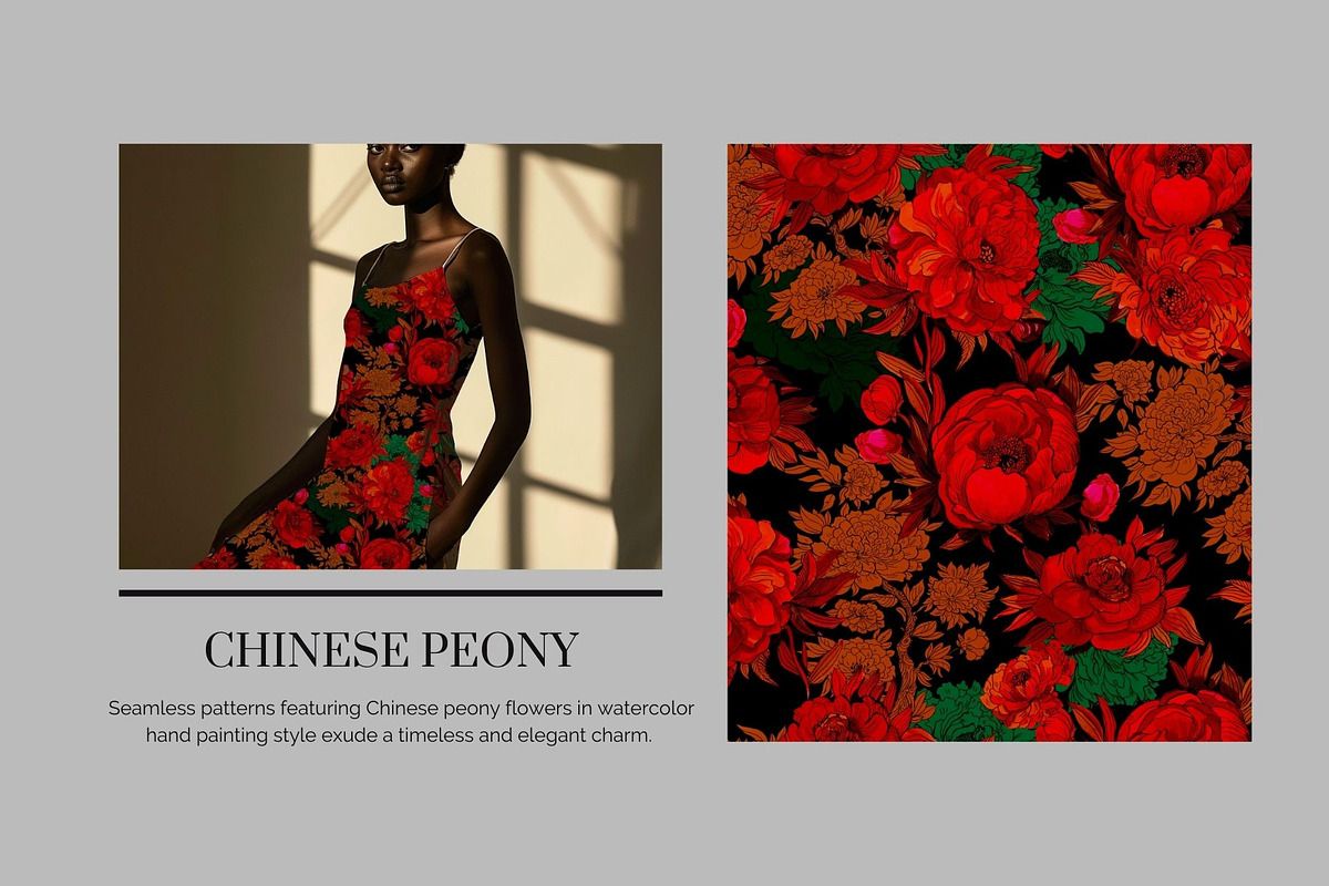 CHINESE PEONY Pattern, a Pattern Graphic by MitrushovaArt (Photo 2 of 10)