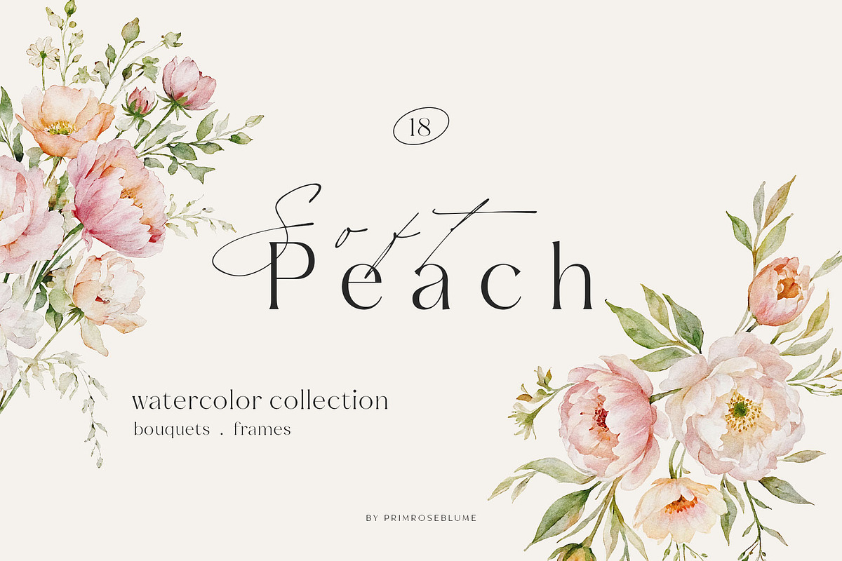 Soft Peach Watercolor Floral Clipart, a Decorative Illustration by Primrose Blume (Photo 1 of 6)