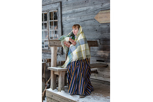 Latvian woman in traditional dress, a Person Photo by COLORFUL