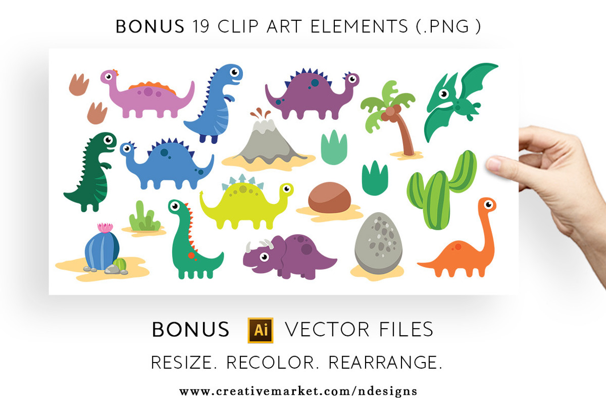 Dinosaur Seamless Pattern, Editable, a Pattern Graphic by NDesigns (Photo 3 of 4)
