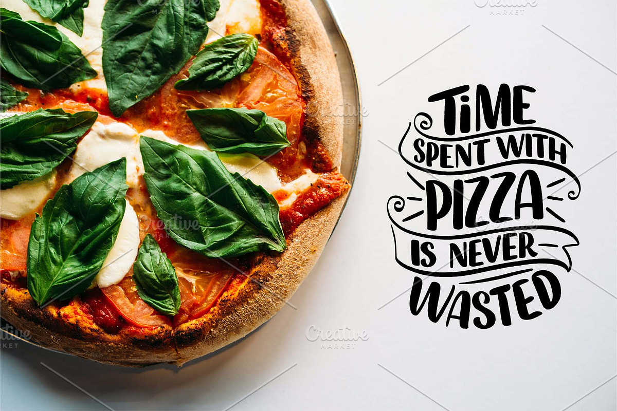 Pizza Lettering Quotes, a Decorative Illustration by Artlana (Photo 3 of 3)