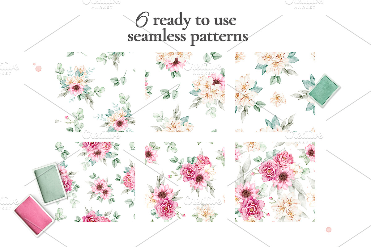 Watercolor Floral Clipart, a Decorative Illustration by Eves_Aquadreams (Photo 16 of 18)