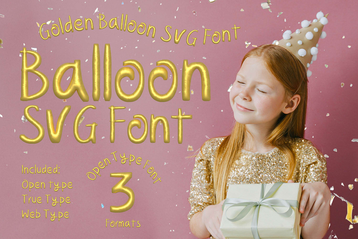 Balloon SVG Font Golden, a Handwritten Font by 3Motional (Photo 1 of 6)