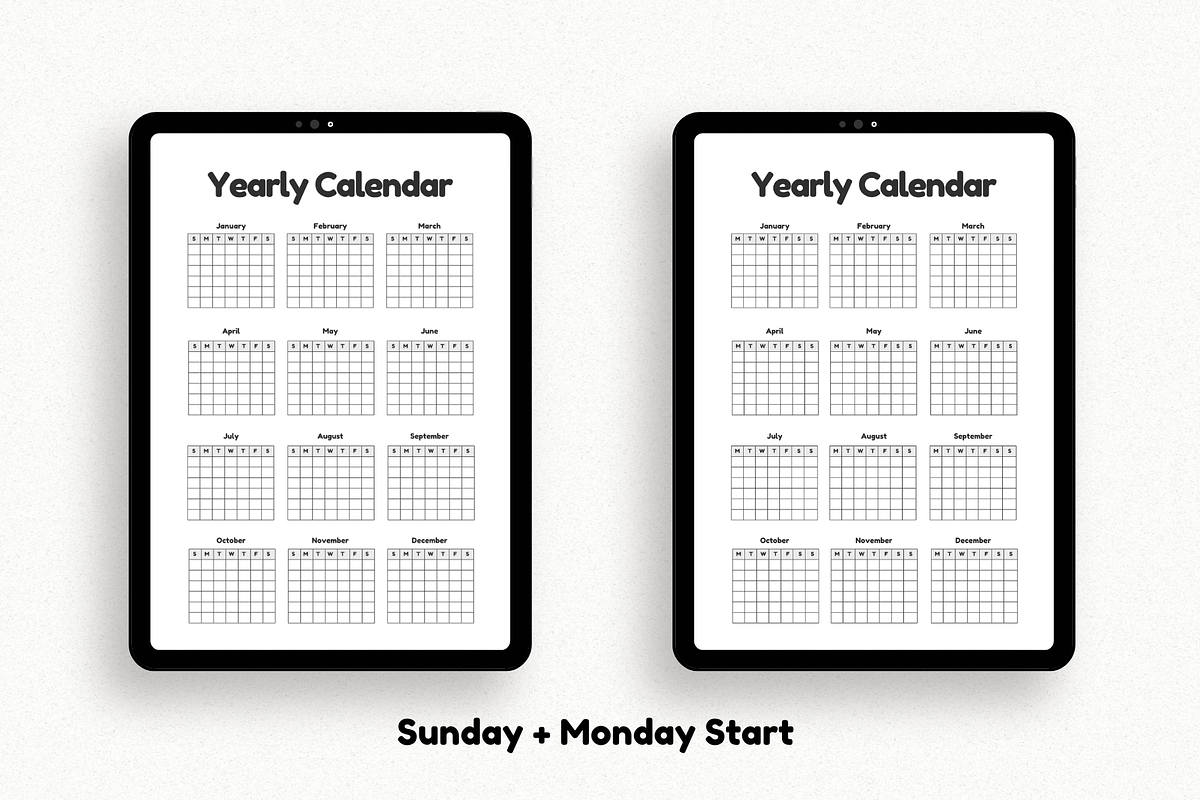 Undated Yearly Calendar Printable, a Stationery Template by The Chaos Project (Photo 2 of 10)