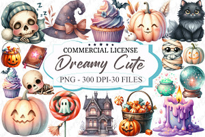 Dreamy Cute Halloween Clipart, a Graphic by designcity5