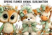 Spring Flower Animal Sublimation Cli, an Illustration by CreationArt (Thumbnail 1 of 7)