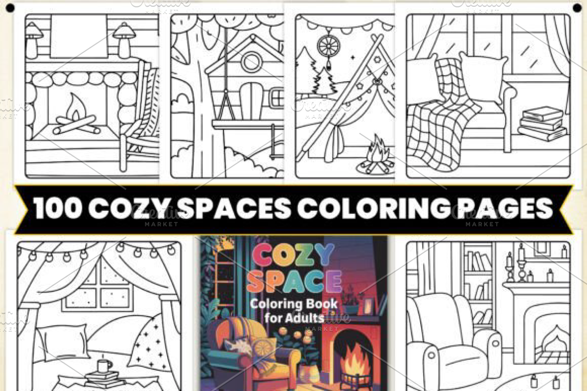 Cozy Spaces Coloring Pages for Adult, a Decorative Illustration by Ink Gallery (Photo 1 of 3)