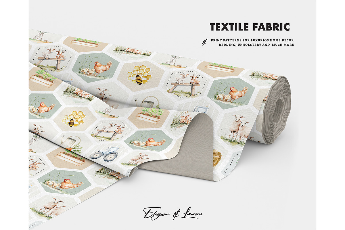Farming nursery pattern cow chicken, a Pattern Graphic by Milatoo (Photo 2 of 5)