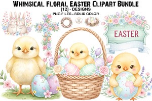 Whimsical Floral Easter Clipart, an Illustration by GatewayDesign