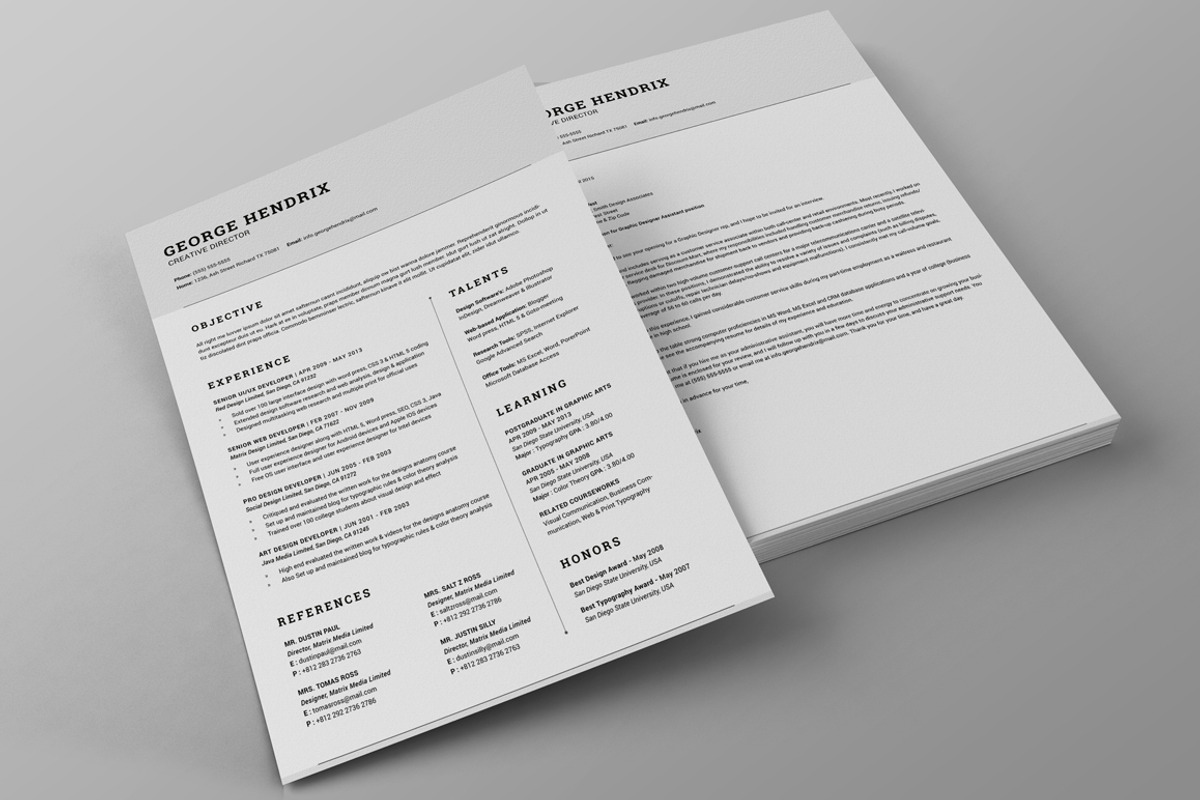 All in One Single Page Resume Pack, a Resume Template by SNIPESCIENTIST (Photo 3 of 5)