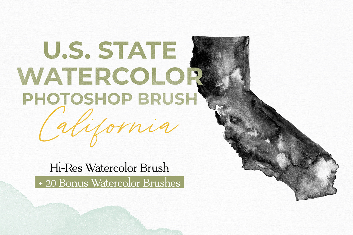 California US Watercolor PS Brush, a Brush Add-On by Fernwel Creative (Photo 1 of 6)