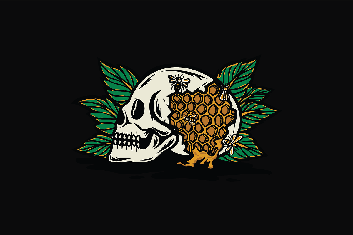 Skull with Honeycomb and Bees, an Object Illustration by nomlimo.com (Photo 1 of 3)