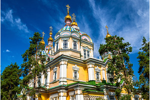 Ascension cathedral in panfilov park of almaty kazakhstan stock photo, an Architecture Photo by Leonid Andronov