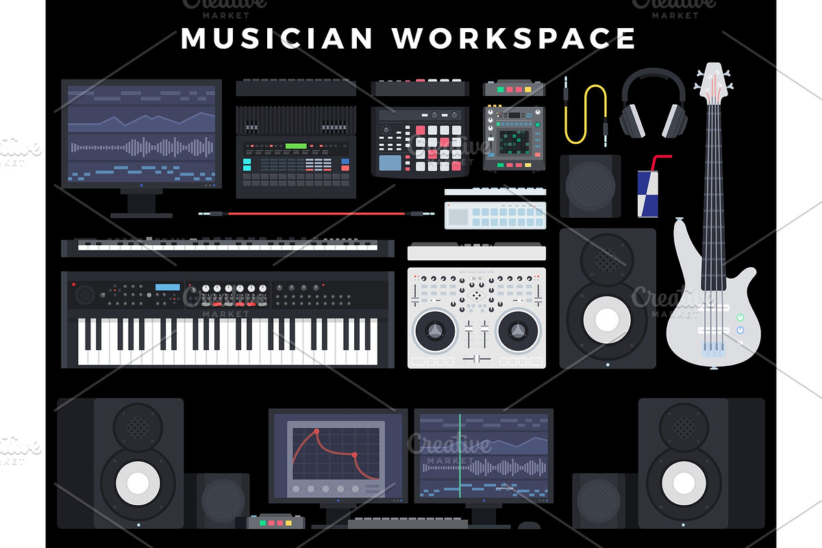 Home Audio Studio Computer Music, an Object Illustration by Mountain Brothers