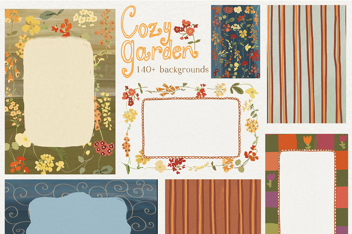 Fall Floral Backgrounds & Overlays, a Decorative Illustration by whiteheartdesign (Photo 8 of 19)