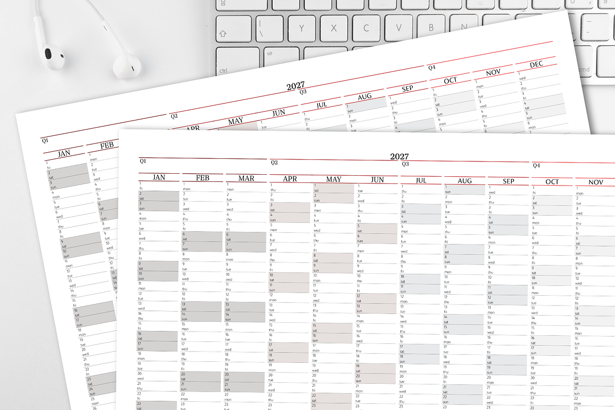 2027 Year-at-a-Glance Wall Planner, a Stationery Template by 3PointsCreative (Photo 4 of 4)