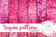 Pink Sequin Patterns Digital Paper, a Texture Illustration by Tanya Kart (Thumbnail 2 of 4)