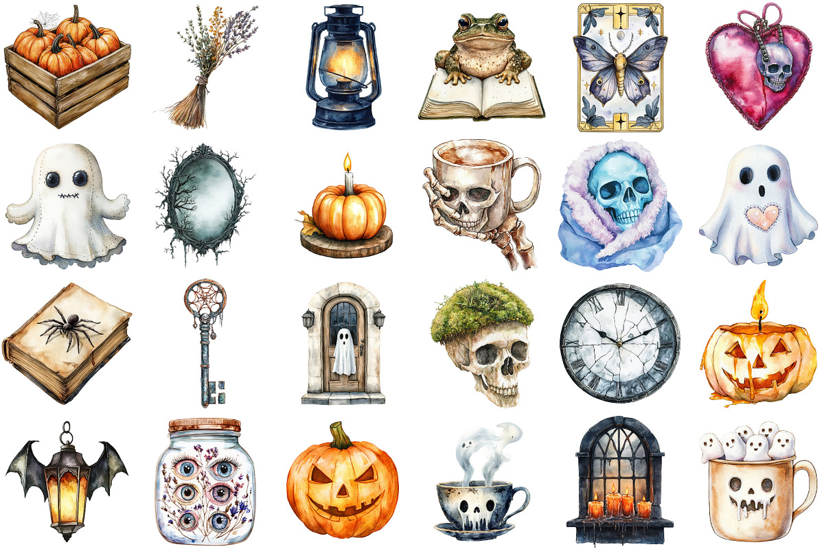 Watercolor Creepy and Cozy Halloween, an Illustration by Daily.Designs (Photo 2 of 4)