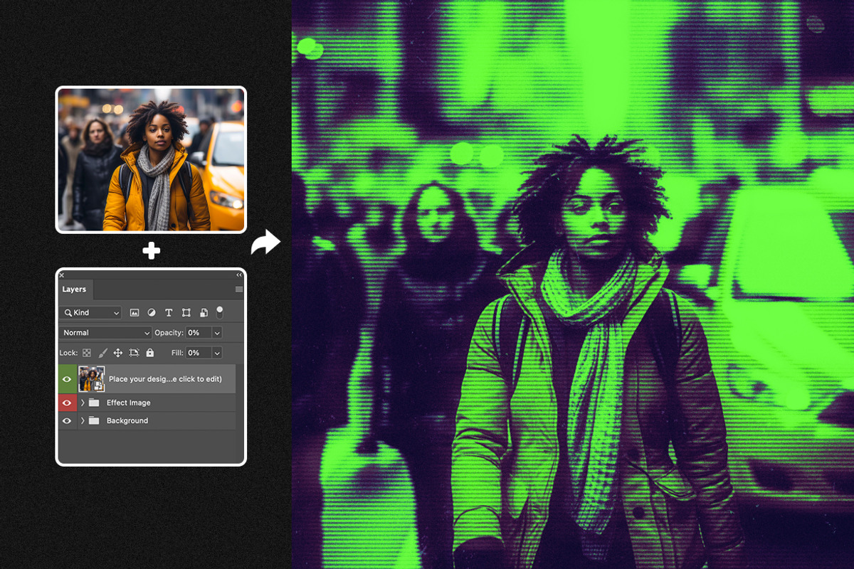 Acid Screen Square, Poster Effect, a Layer Style Add-On by dokudokunomi