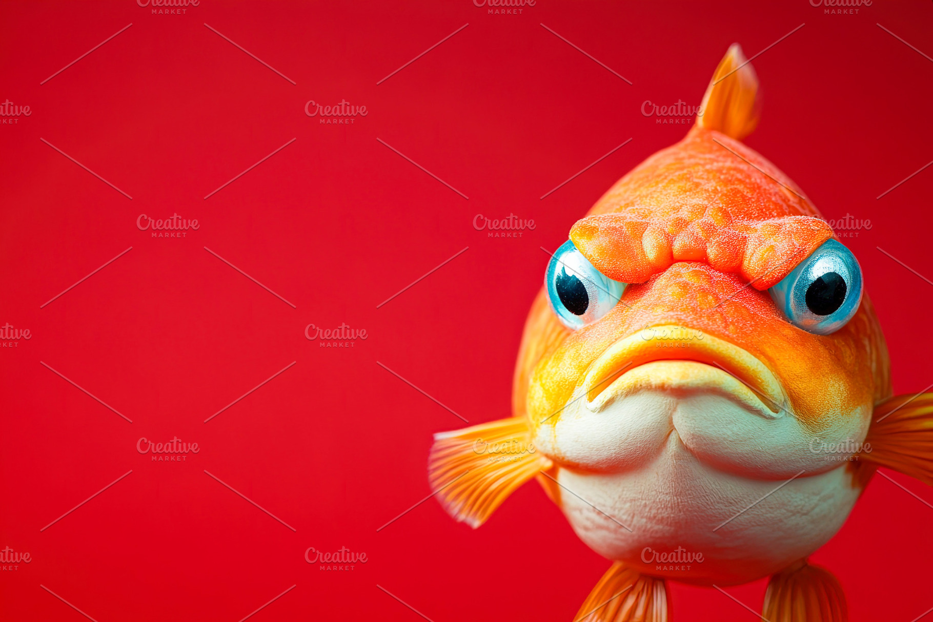 Angry Fish on Red Background, an Animal Photo by Ales Munt