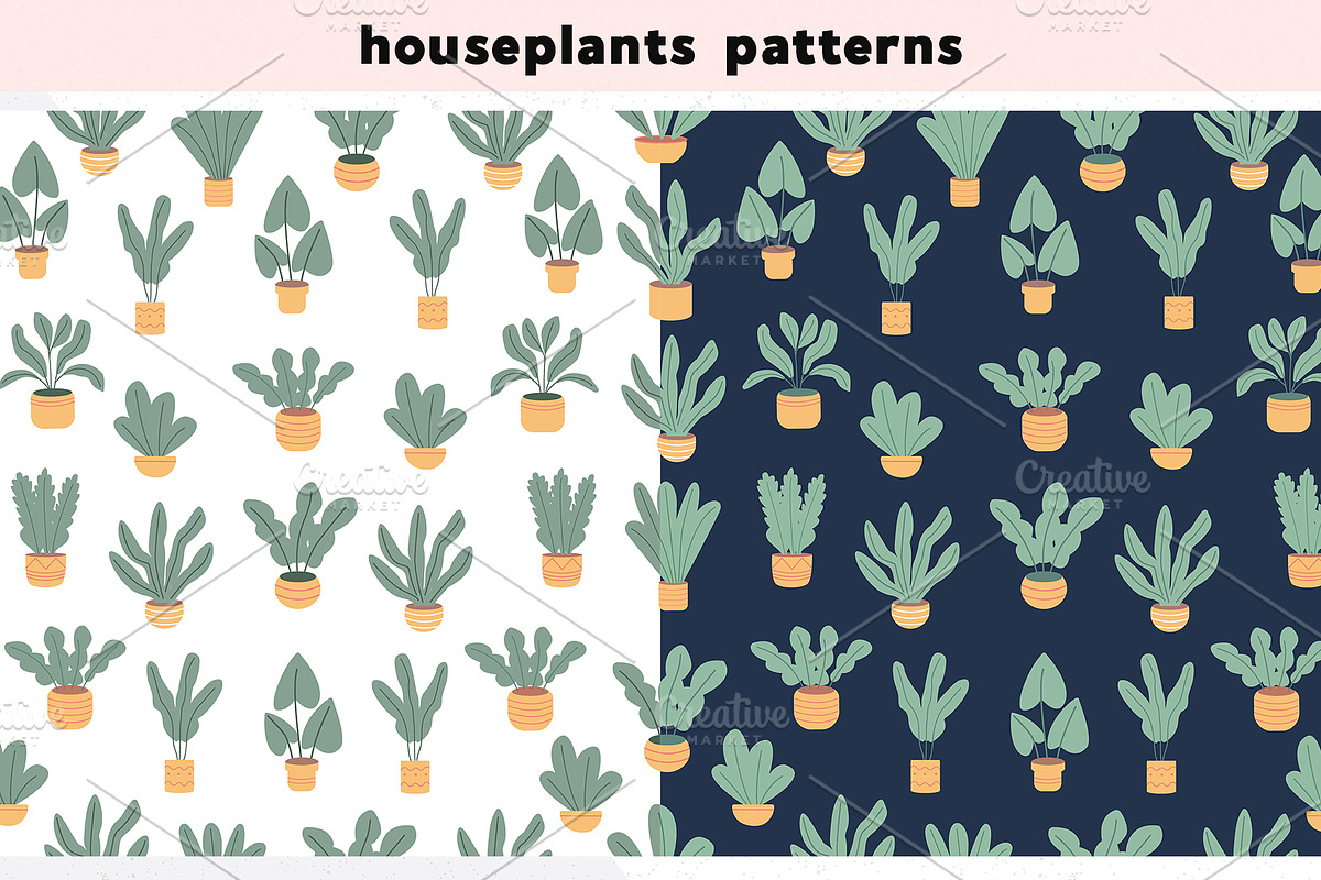 Houseplants Clipart & Patterns, a Graphic by IRSYART (Photo 3 of 8)