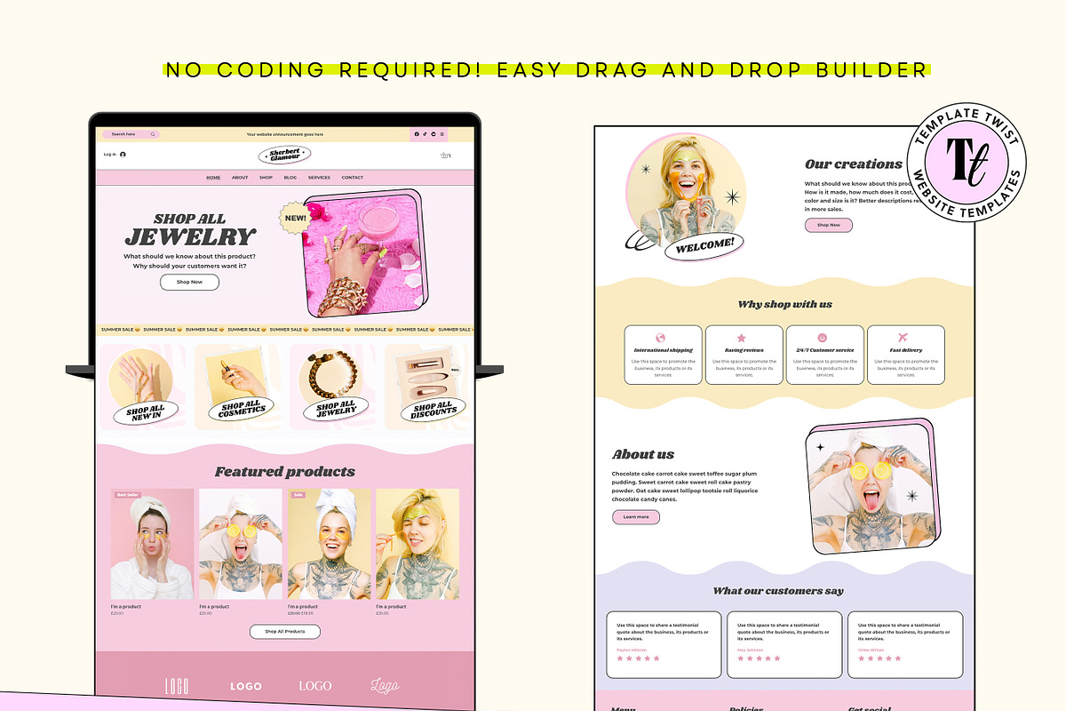Pink Wix Shop Website Template, a Wix Template by Template Twist Shop (Photo 8 of 10)